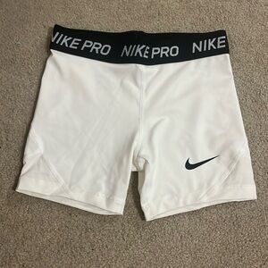 Girls White Nike Pro Shorts